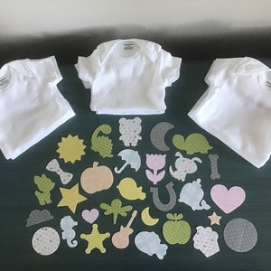 Onesie® Decorating Kit for Baby Shower Activity, Iron-On Fabric Appliques