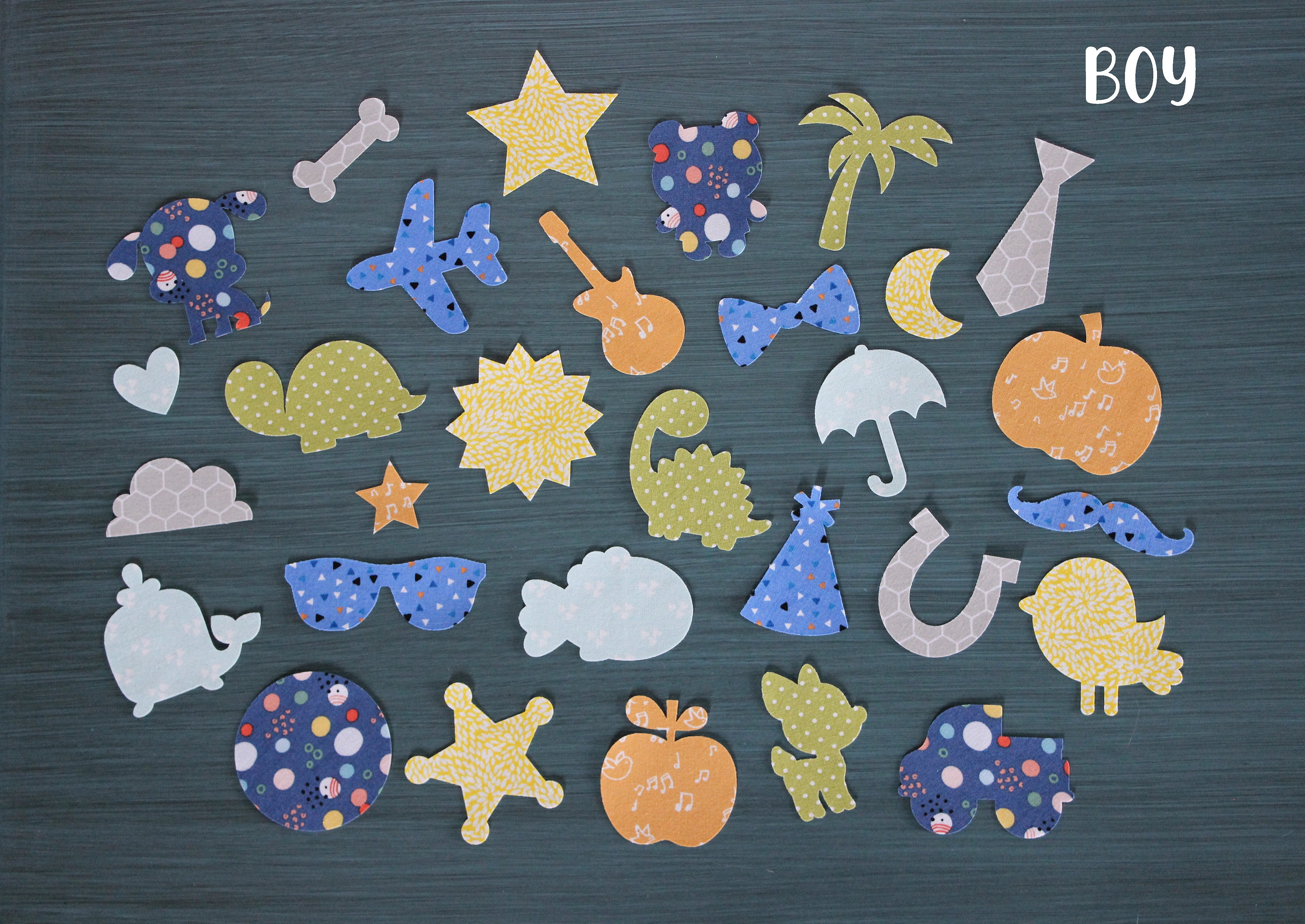 Bib Decorating Kit for Baby Shower Activity, Ironon Fabric Appliques