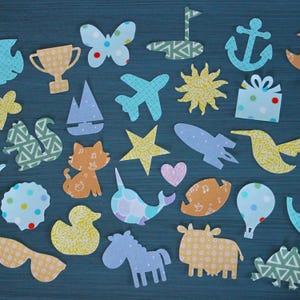 30 Iron-On Fabric Appliques for Bib or Onesie® Decorating Station, Baby Shower Activity