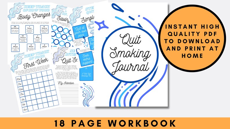 quit smoking journal 18 worksheets to help you quit now a4 etsy