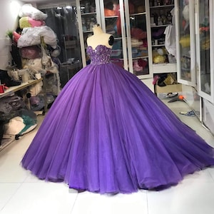 Purple Dress - Ballgown - PromDress - Strapless Ballgown - Evening Dress