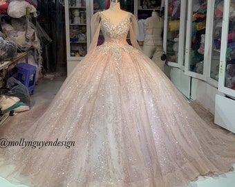 Iridescent prom dress - Blush Pink  DRess -  Sparkly dress - Prom DRess - Wedding Dress - Evening Dress