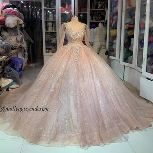 Iridescent prom dress - Blush Pink  DRess -  Sparkly dress - Prom DRess - Wedding Dress - Evening Dress