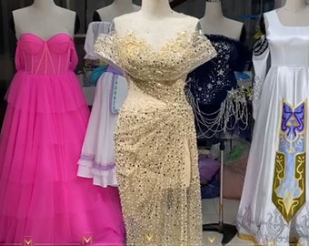 Evening dress - Prom dress - Women wedding dress - Sparkly dress prom - Gown gold dress - Outfit gold dress