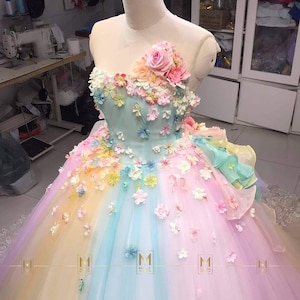 Unicorn Dress, Pink Unicorn Dress, Rainbow Costume, Vintage Dress, Flower Outfit
