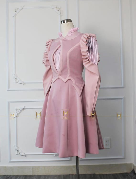 wicked glinda pink dress Ruffle Butterfly The color is a vibrant Fuchsia Pink or Coral Pink The Glinda Pink Dress Cosplay