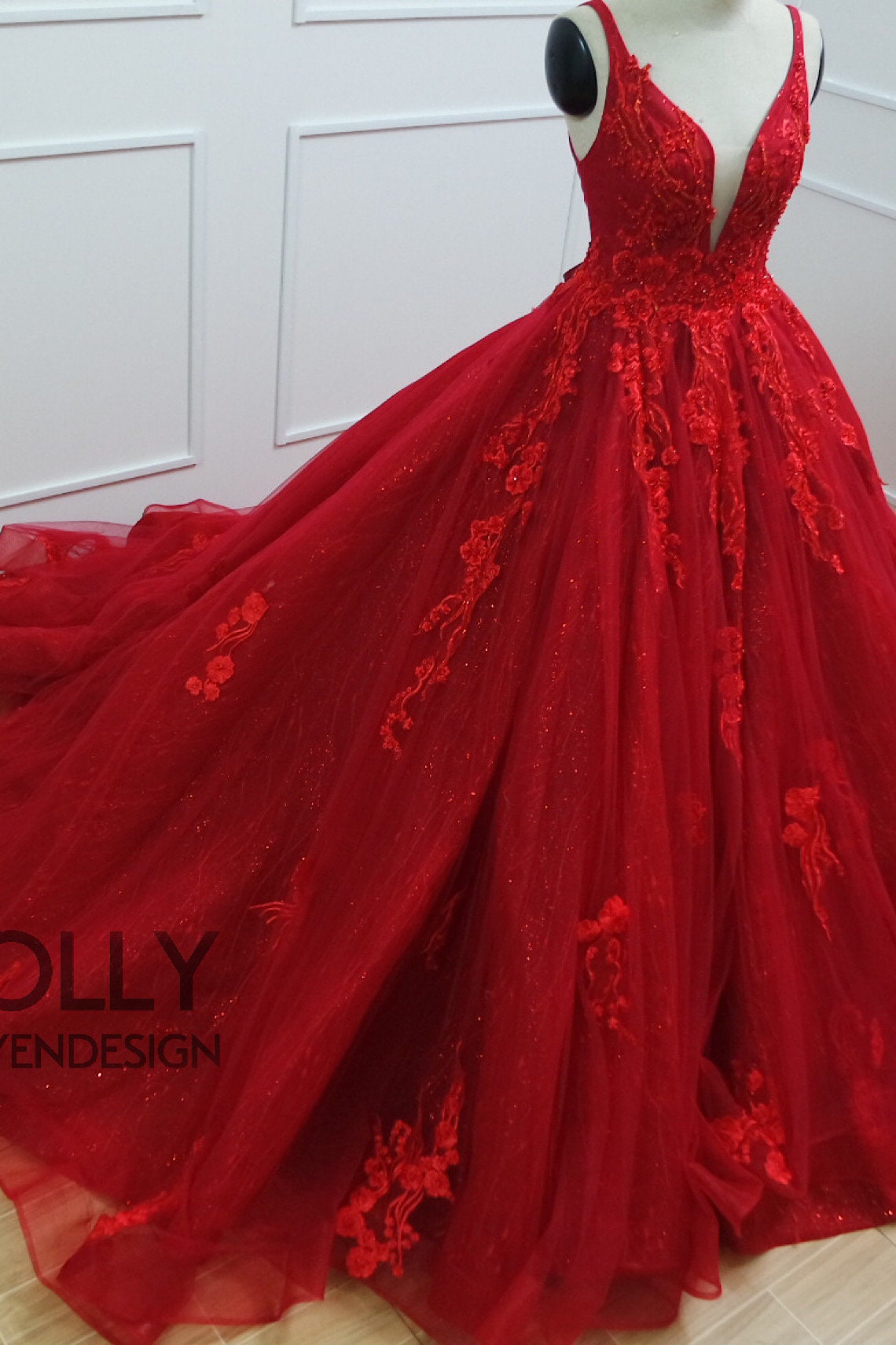 Red Ballgown Dress Red Evening Dress 