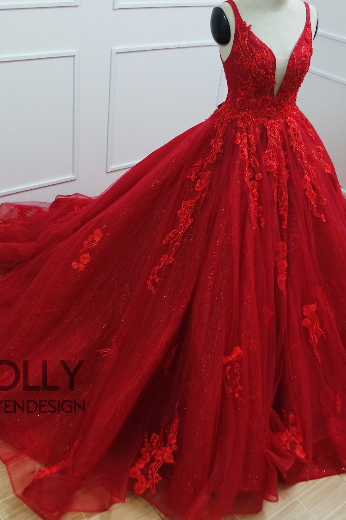 red ball gown dress