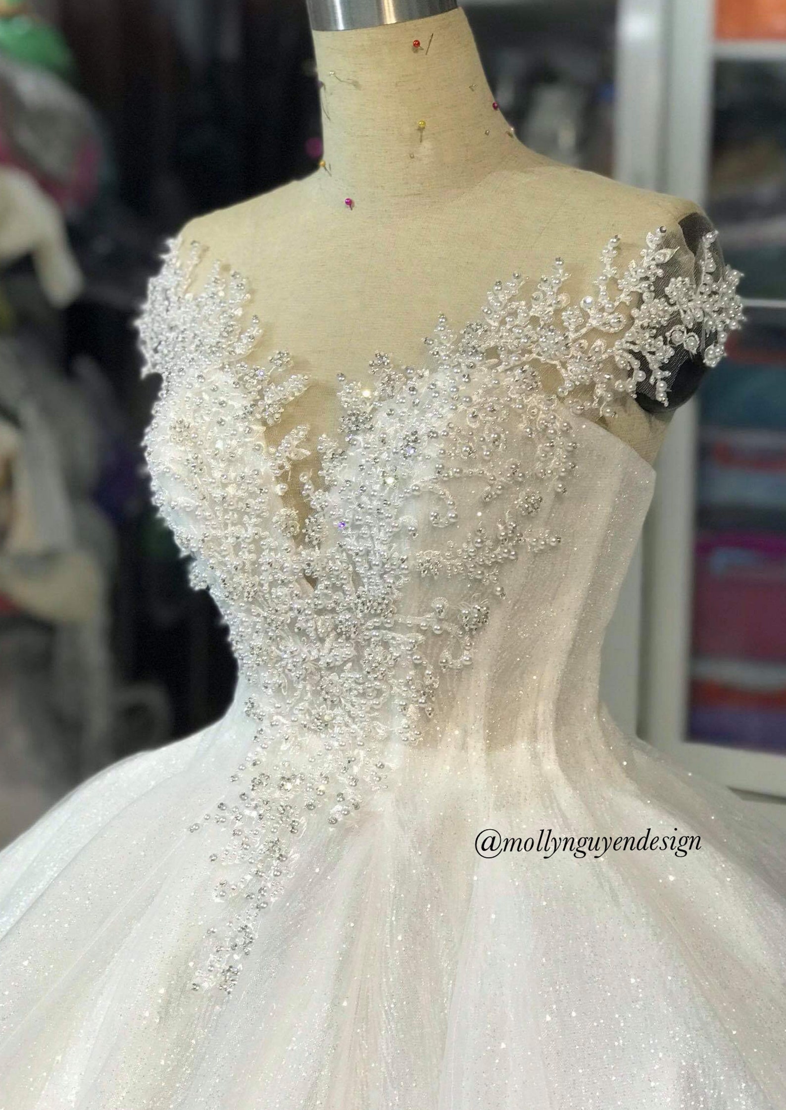 Luxury Wedding Dress Glitter Wedding Dress White Glitter Etsy