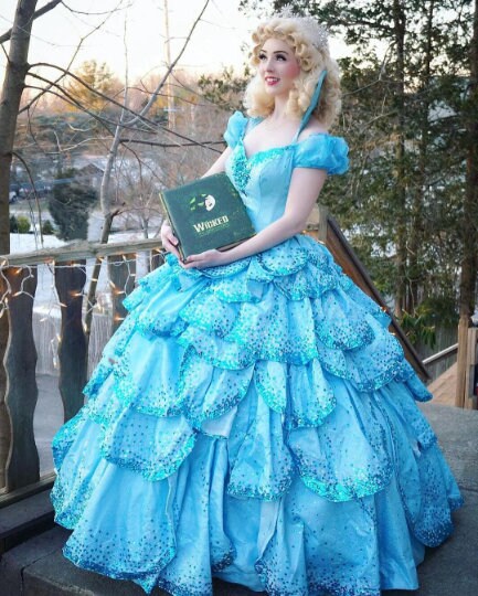 glinda bubble dress blue Glinda Cosplay Costume Sparkling Blue and Purple Gown COSFUN main image 1