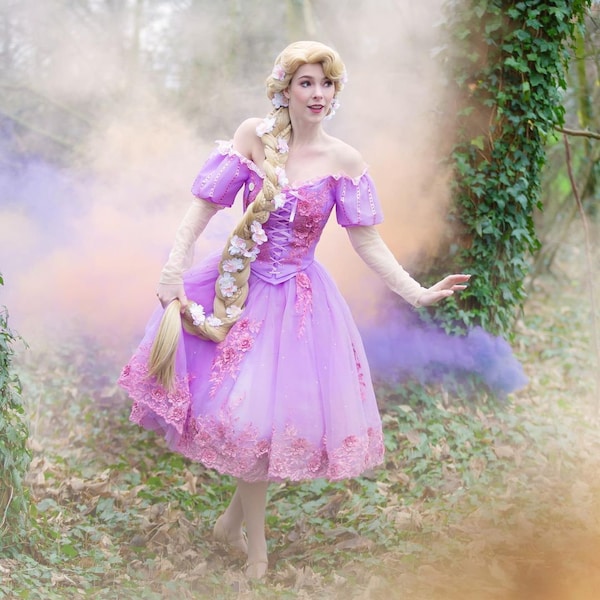Abito Rapunzel per adulti, costume da principessa Rapunzel, costume da cosplay di Rapunzel, Rapunzel - L'intreccio della torre, abito da principessa ispirato a Disney