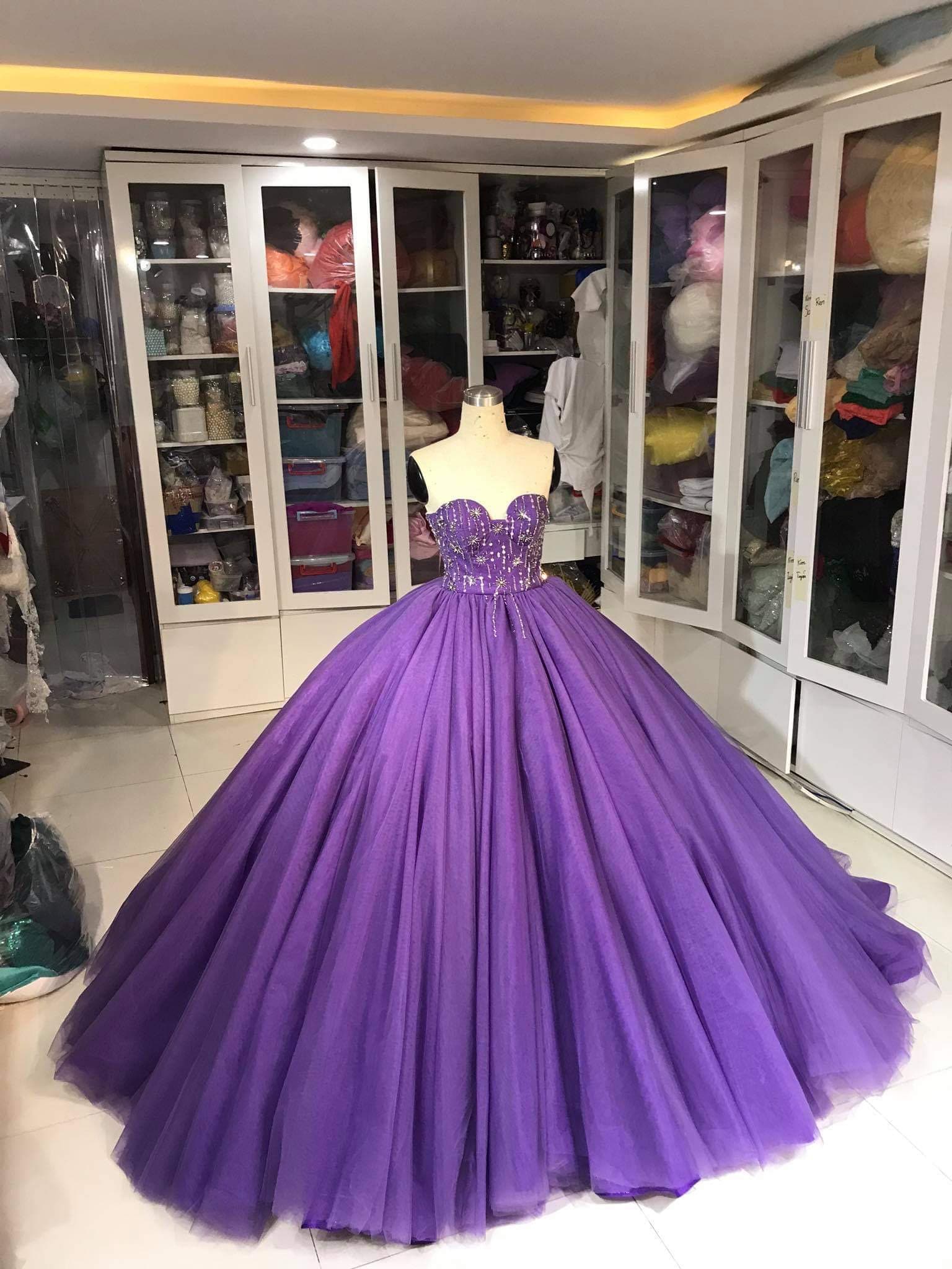 strapless open back dress Embellished Bandeau Ruffle Maxi Dress in Plum - 6 main image 0