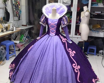 Rapunzel Dress Adult, Ballgown Rapunzel Princess Costume, Glitter