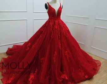 Red Ballgown Dress - Red Evening Dress