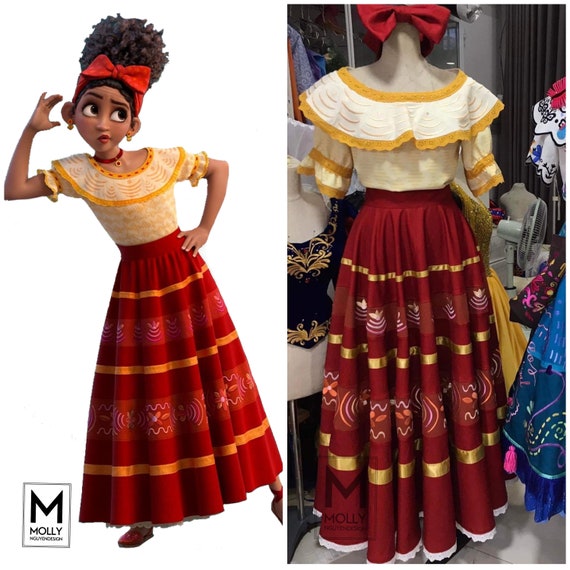 Embroideries Dolores Costume, Encanto Dress Dolores, Cosplay Costume  Dolores, Dolores Madrigal Encanto 