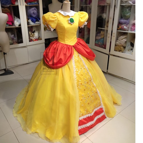 strapless open back dress Princess Peach The Super Mario Bros. Movie Cosplay Costume main image 1