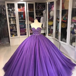 Purple Dress Ballgown Promdress Strapless Ballgown Evening Dress - Etsy