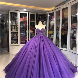 Purple Dress Ballgown Promdress Strapless Ballgown Evening Dress - Etsy