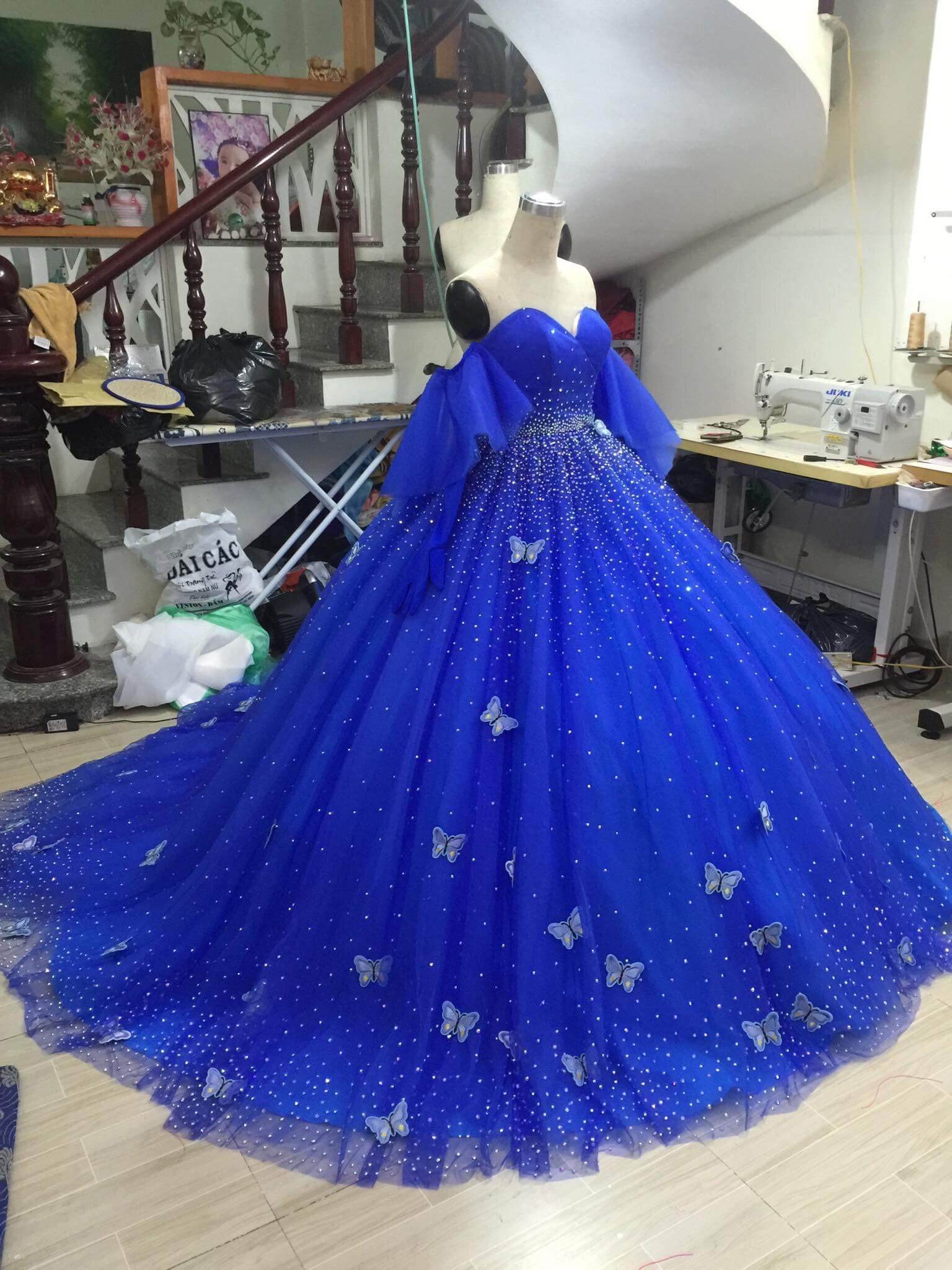 Crystals Princess Dress Blue Dress Sparkly Dress Fairy Etsy UK