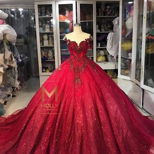 Red Dress Sparkly Ballgown Evening Dress Prom Dress Colors Dress - Etsy
