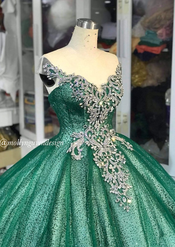 green glitter dress