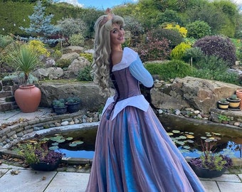 ディズニー風、眠れる森の美女コスチューム大人用、オーロラドレス