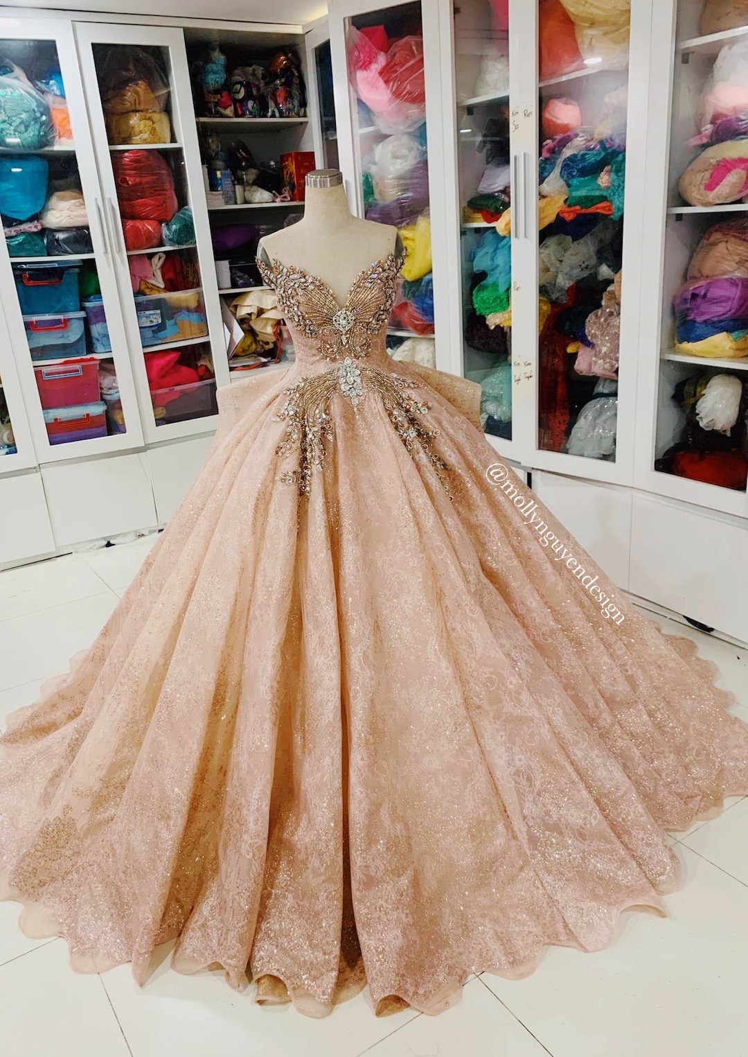 Glitter Ballgown Lighter Gold Nude Dress Sparkly Dress Wedding Dress ...