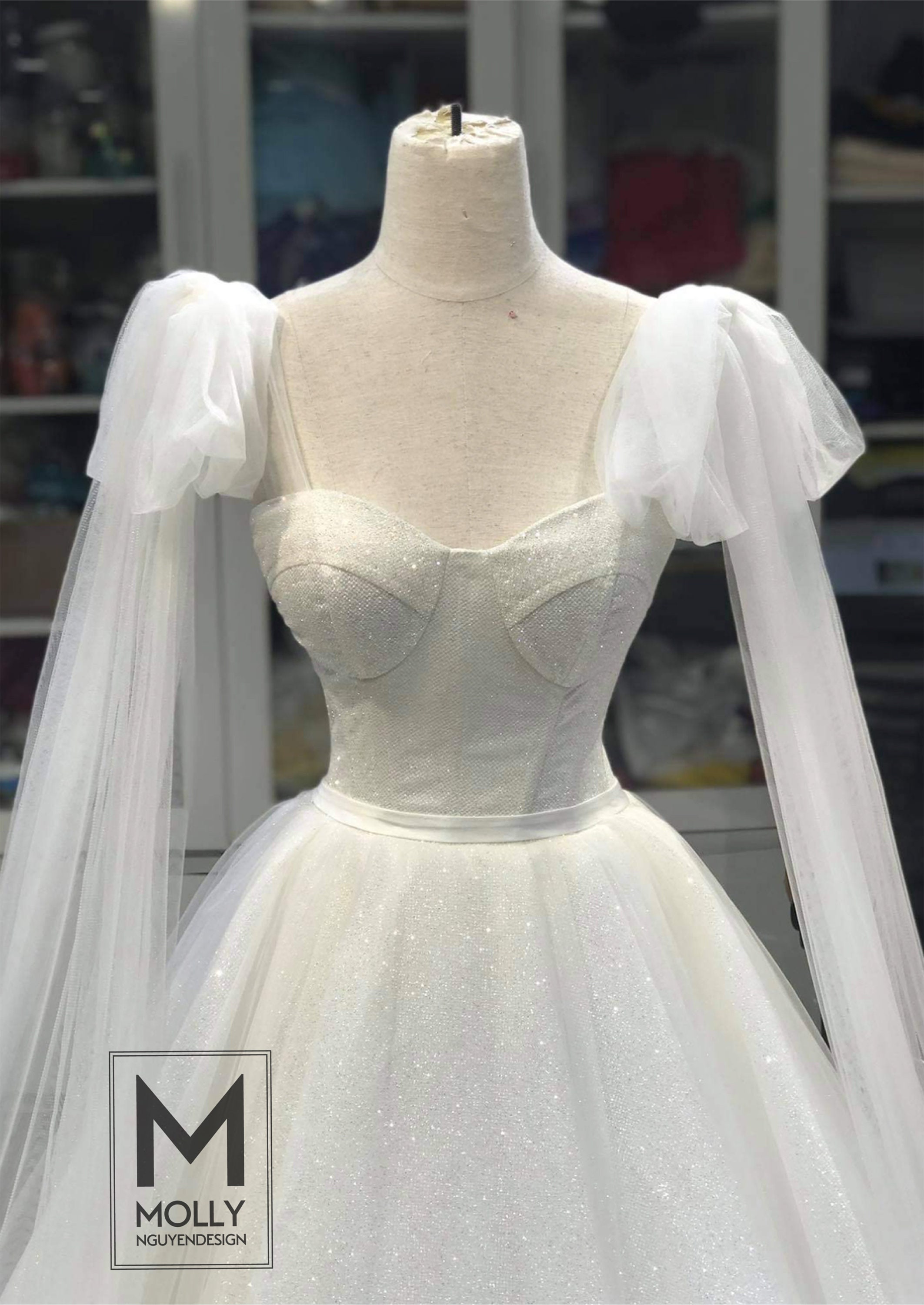 Beautiful Wedding Dress White Glitter Wedding Dress Sparkly Etsy