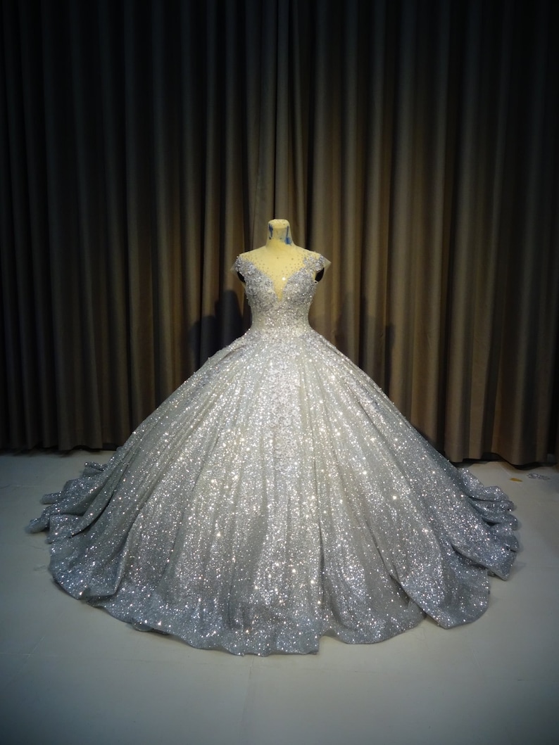 gown in silver colour