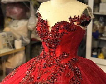 Black and red cheap gown for debut