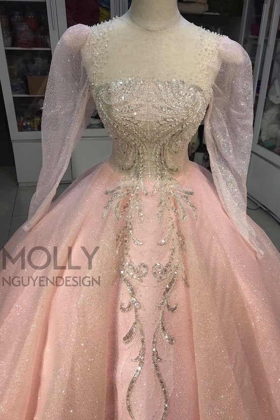 Iridescent Prom Dress, Light Pink Dress, Light Pink Sparkly Dress, Baby  Pink Quinceanera Dress Ballgown, -  Canada
