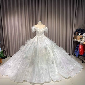 White Wedding Gown,White Glitter  Dress -  Wedding Gown, Modern Evening Wear, sparkly Ballgown, Custom Made
