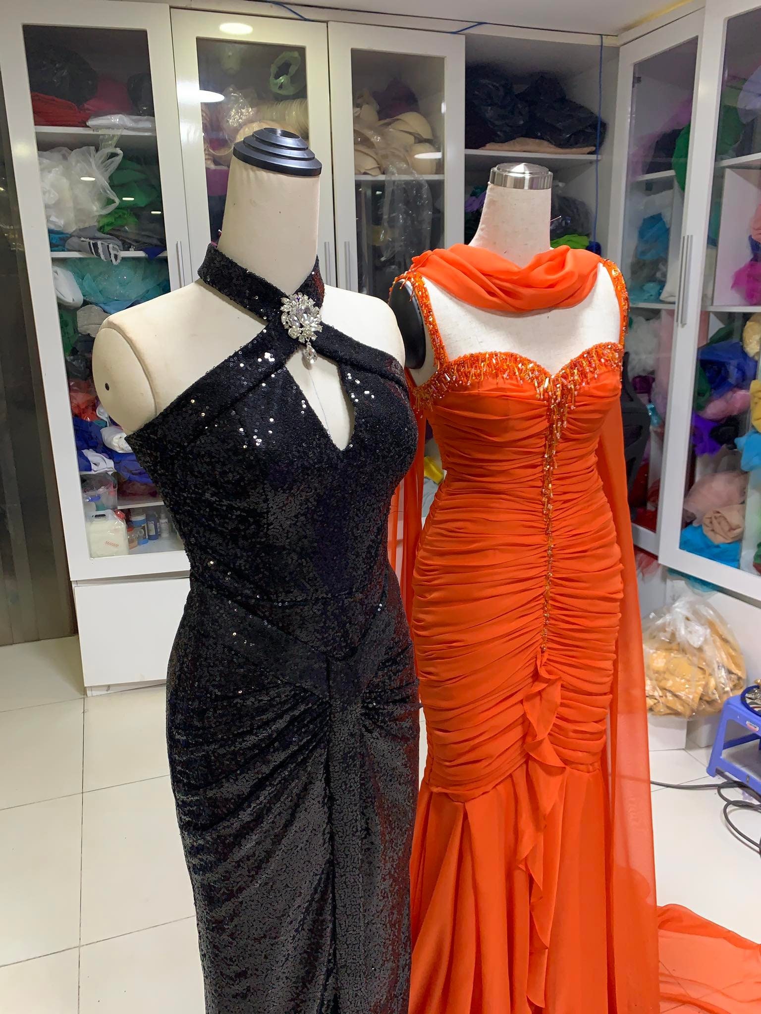 Marilyn Monroe and Jane Russell's Gowns Inspired Marilyn Gown, Orange Gown  