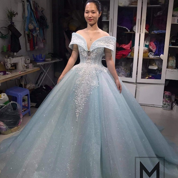 Cinderella Gown Inspired, Cinderella Wedding Dress, Quinceanera Ballgown, Sparkly Cinderella Gown,