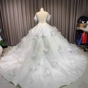 White Wedding Gown,White Glitter Dress Wedding Gown, Modern Evening Wear, sparkly Ballgown, Custom Made image 5