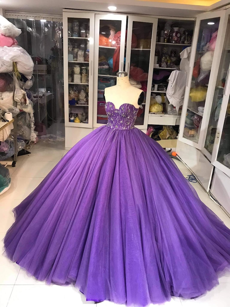 Purple Dress Ballgown PromDress Strapless Ballgown | Etsy