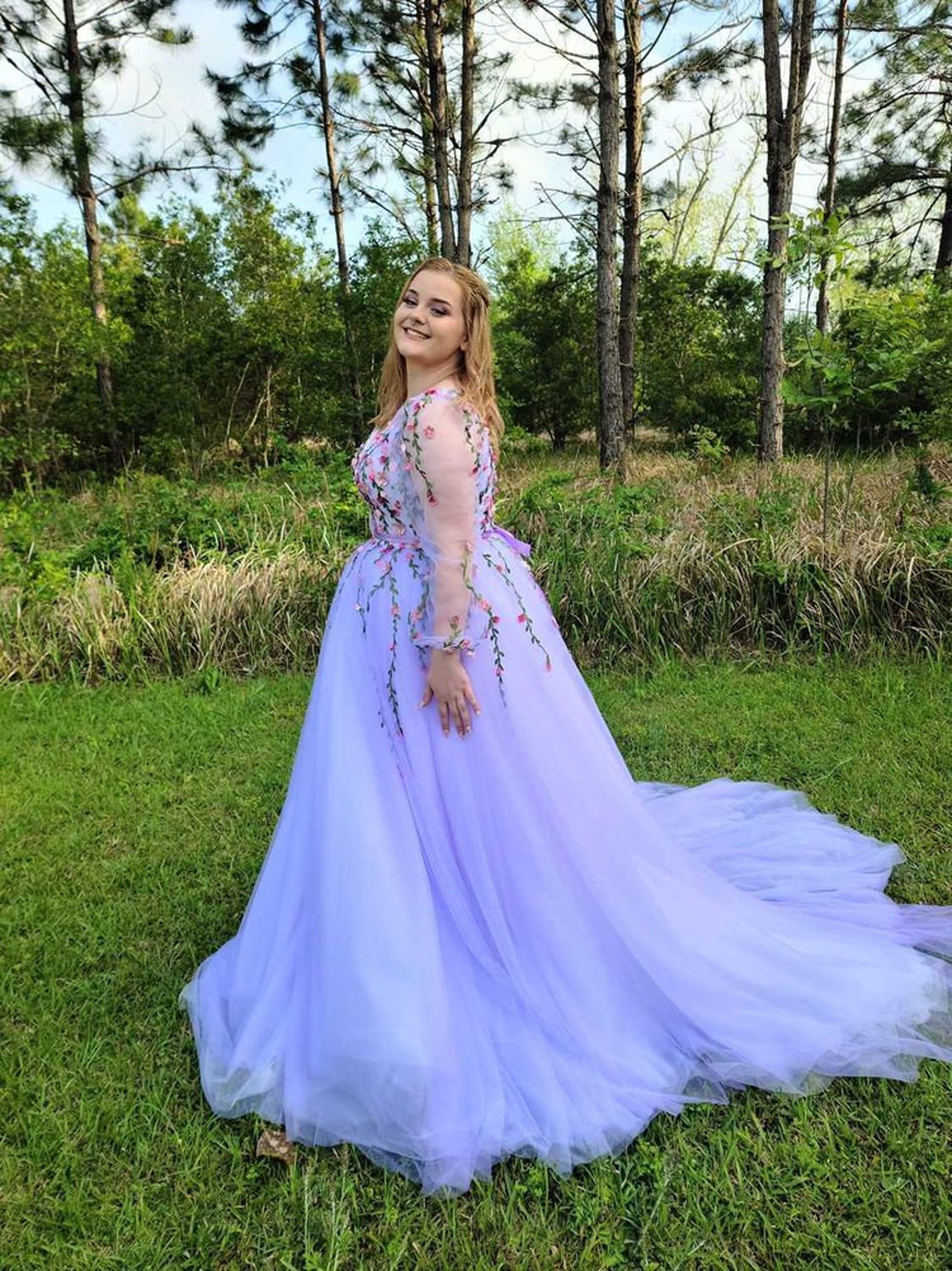 Lilac Draped Dress with Embellished Fabric