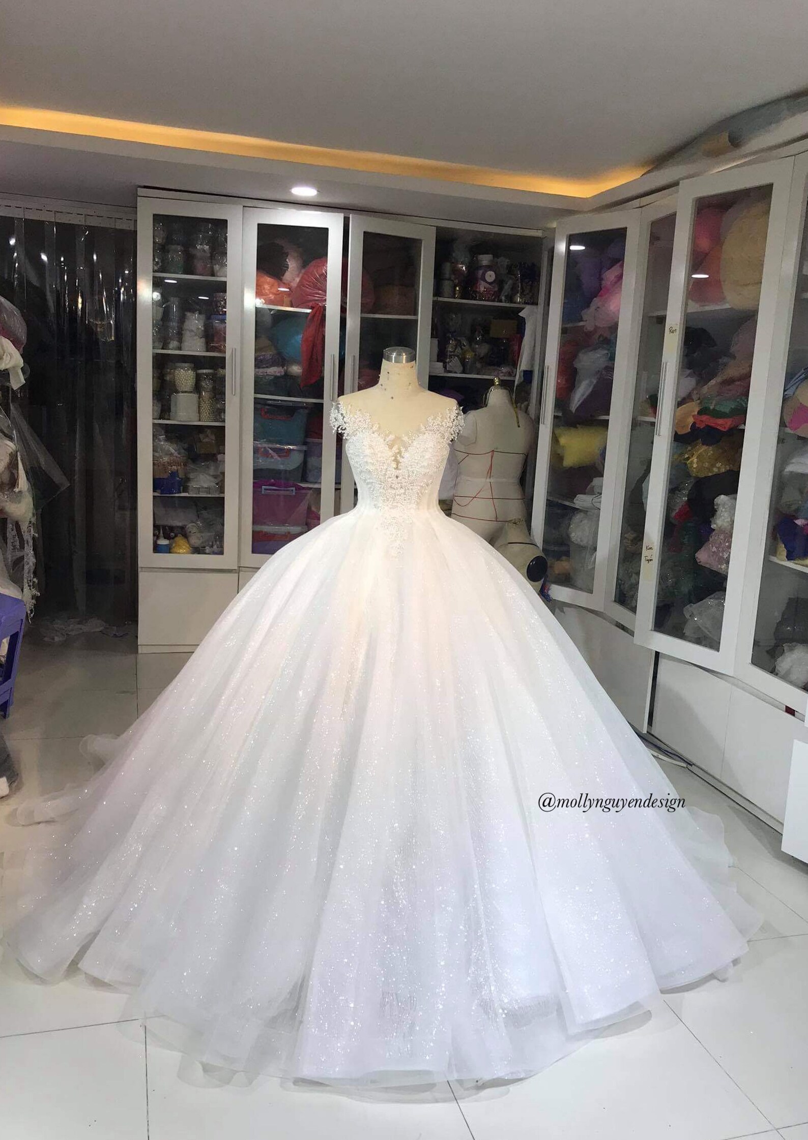 Luxury Wedding Dress Glitter Wedding Dress White Glitter Etsy