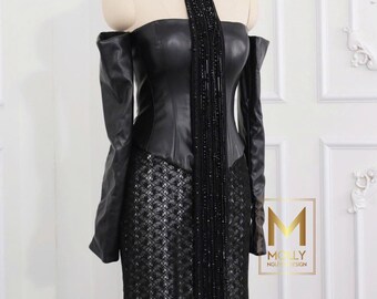 padme black leather dress The Amidala Cosplay natalie portman padme black dress