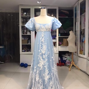 Bridgerton Regency Ball Gown, daphne bridgerton blue dress, Movie Character,