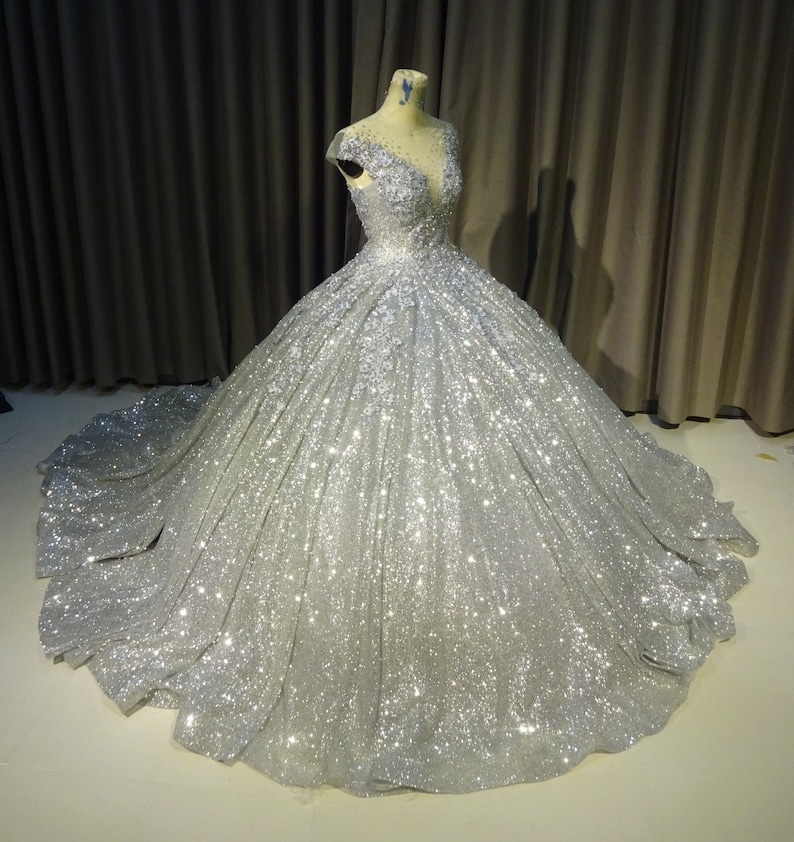 gown in silver colour