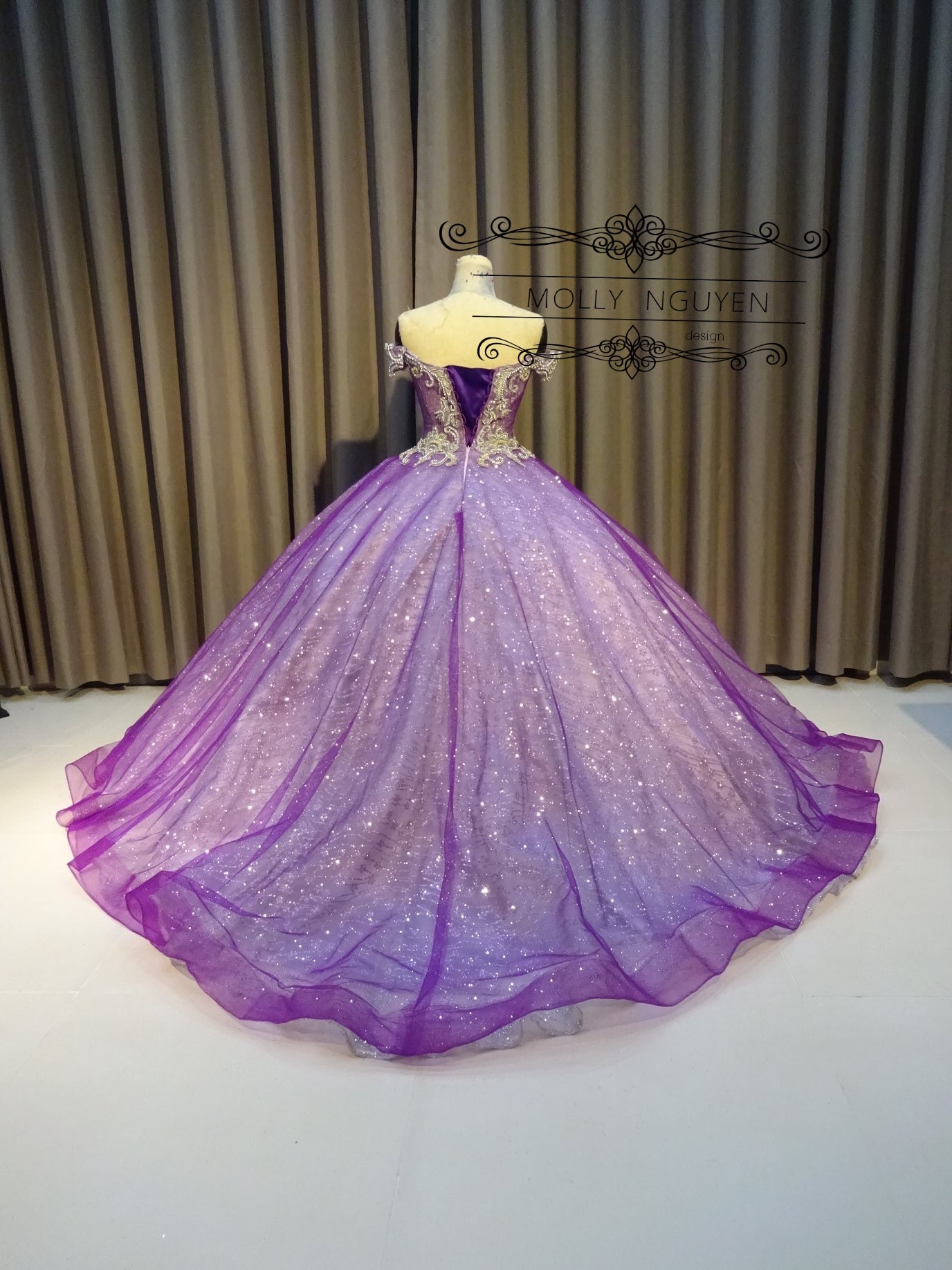 Purple Jewelled Evening Gown main image 0
