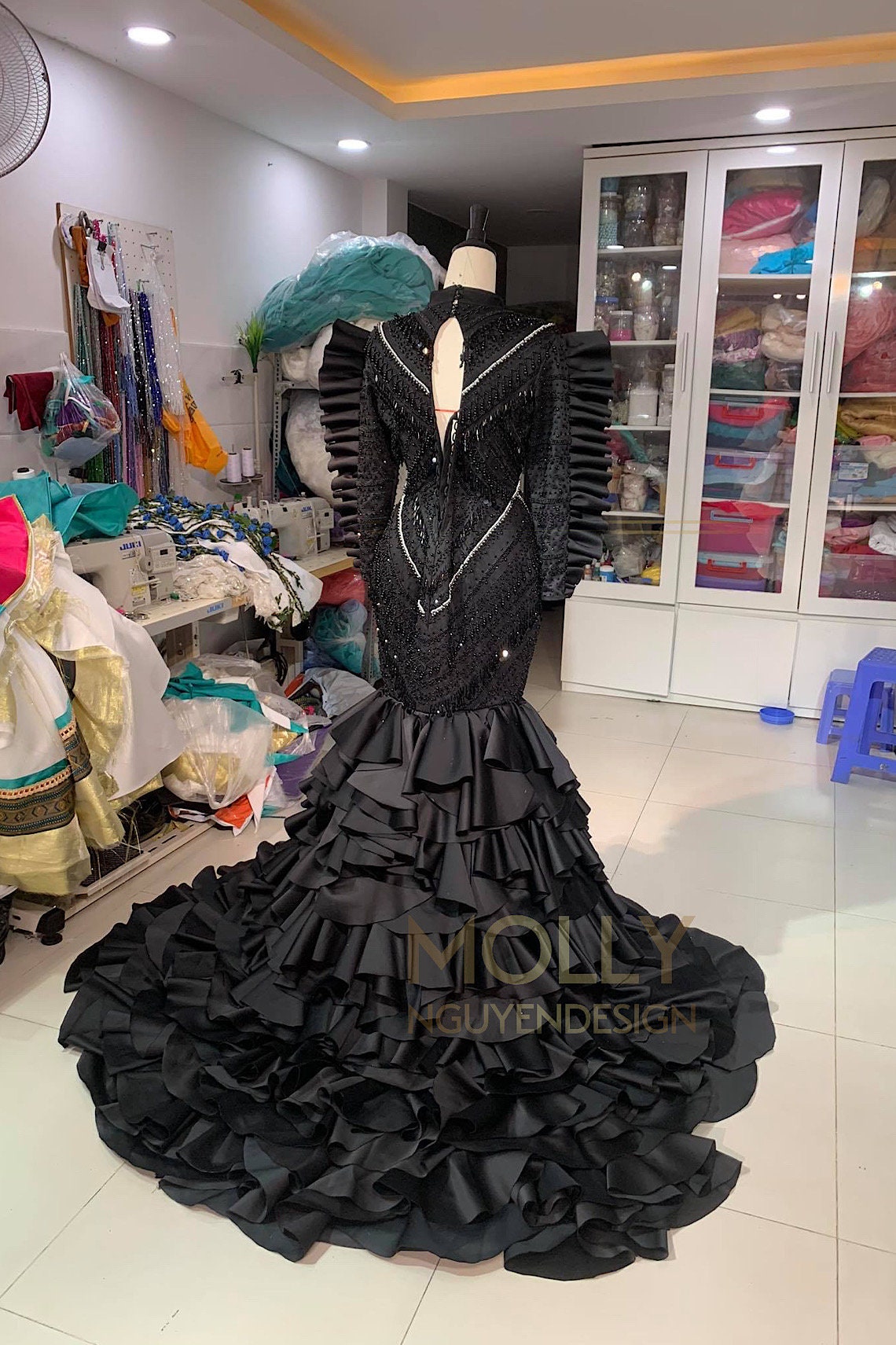 slim fit dress slacks Black Islamic Muslim Sequin Long Mermaid Fancy Wedding Dress – Sultan Dress main image 0