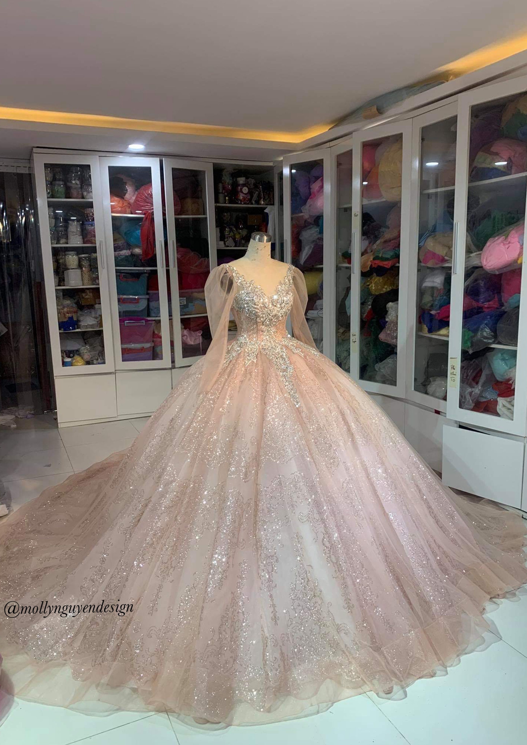 open lace back dress Wedtrend Women Sparkly Pink Prom Dress Mermaid Sequins Long Evening Dress with Slit, Pink / US4 main image 0
