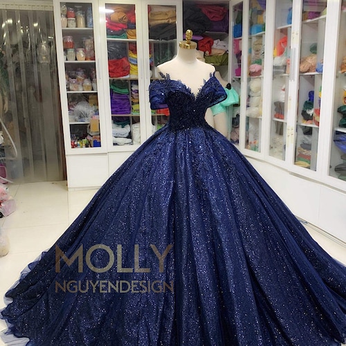 Dark Blue Ballgown Quinceanera Dress 