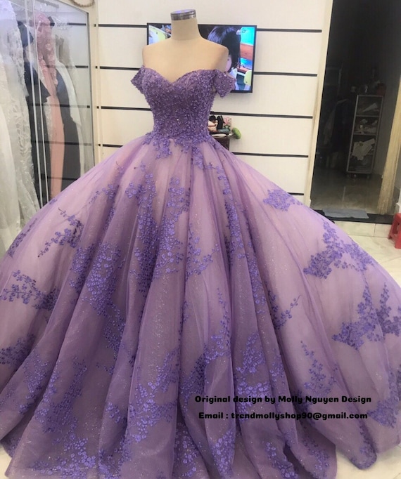 Purple Ballgown Dress Color Dress Purple sparkly Ballgown | Etsy