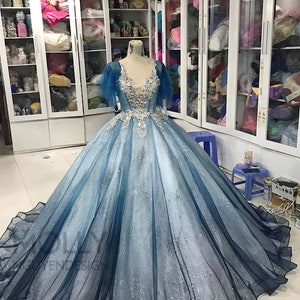 Blue Ballgown Prom Dress Blue Prom Dress Wedding Dress - Etsy