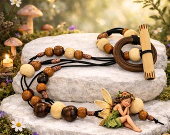 Boho Wooden Loc Tie, Tribal Dreadlock Jewelry, Hand Burned Toggle Hair Accessory