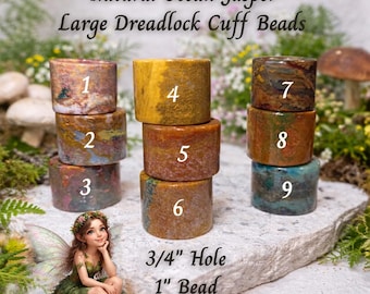 Natural Ocean Jasper Large Dreadlock Cuff Bead – Boho Gemstone Loc Jewelry (3/4" Hole)