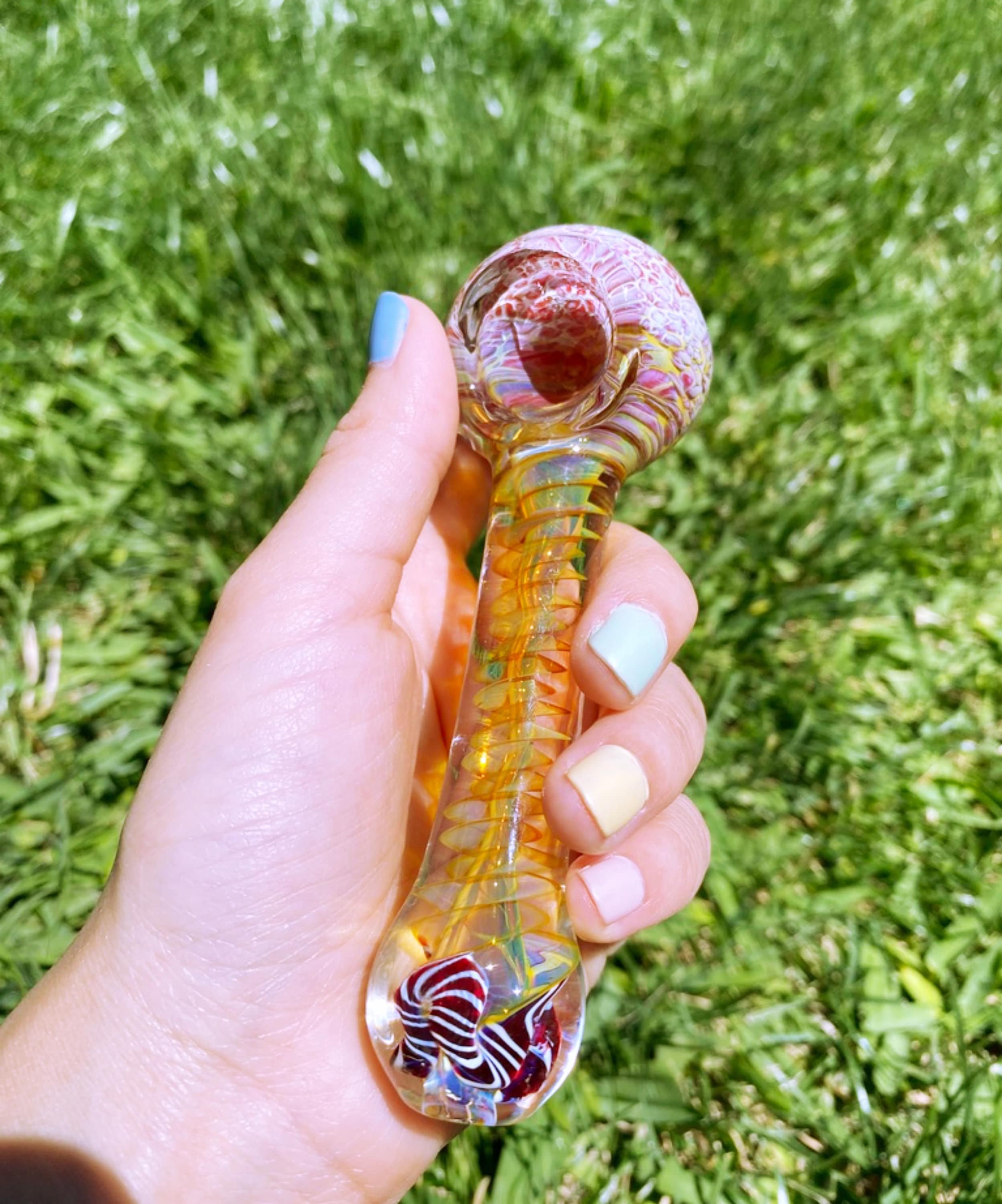 Golden Swirl Glass Smoking Bowl Etsy